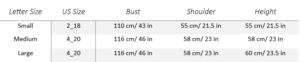 Fuchsia T-shirt size chart