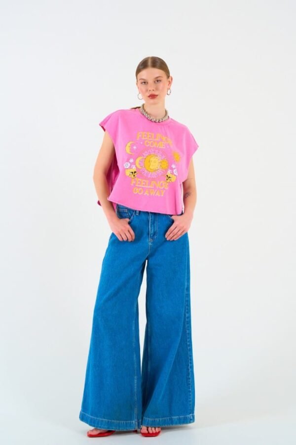 Printed Pink Oversized T-shirt