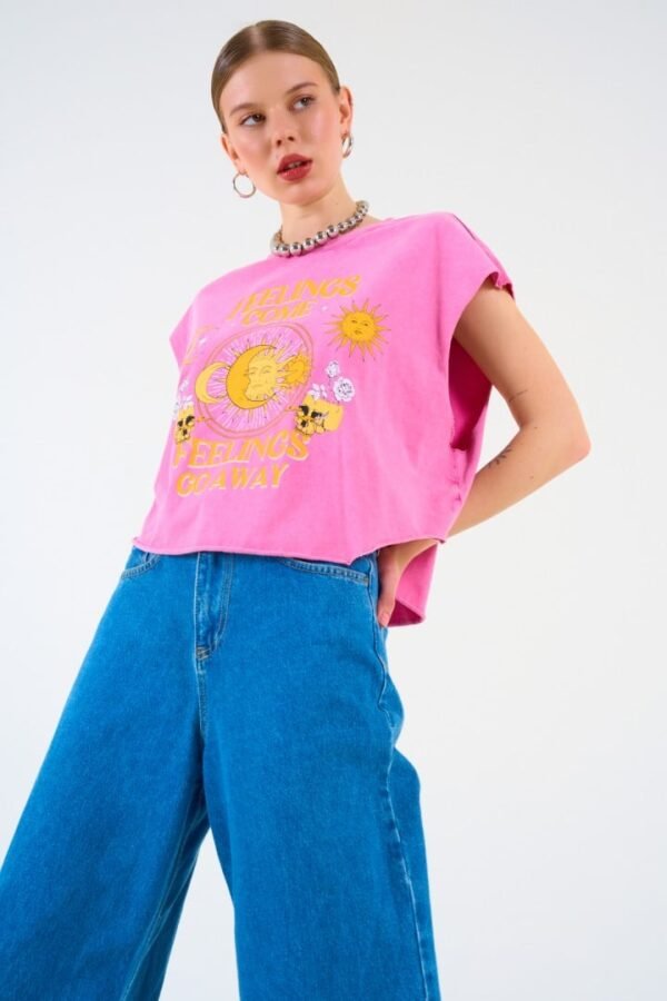 Printed Pink Oversized T-shirt