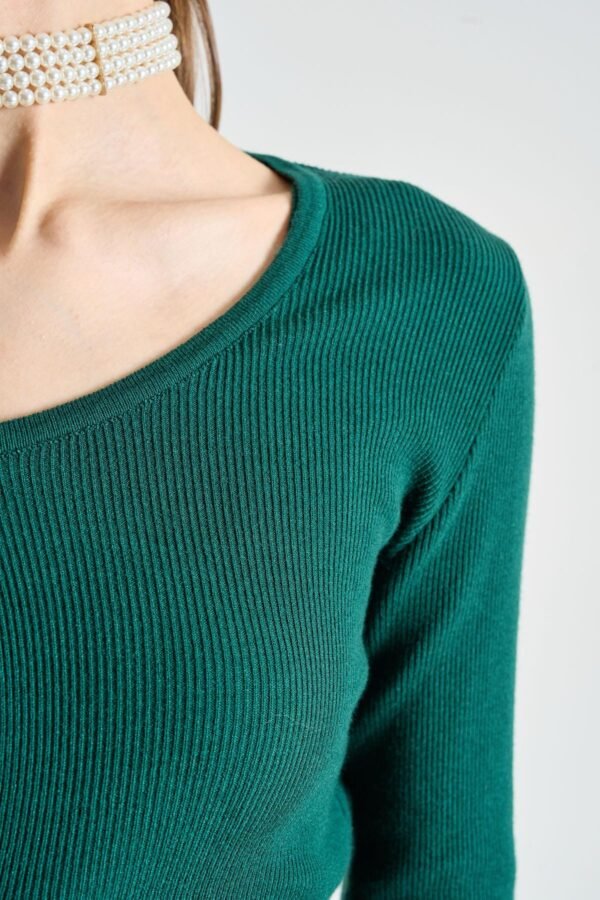 Three-piece Emerald Ribbed Knit Set